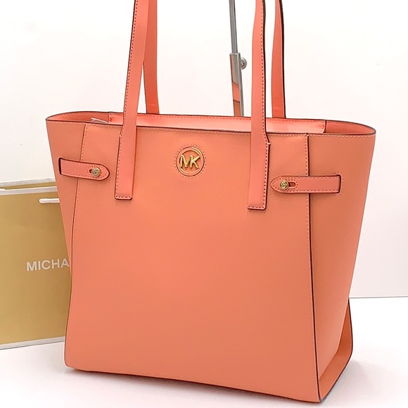MICHAEL KORS CARMEN LARGE NORTH SOUTH TOTE SHERBERT COLOR - Picture 1 of 16
